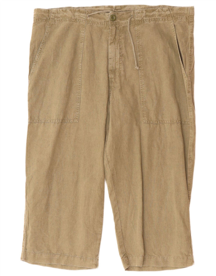 BENETTON Mens Straight Capri Trousers W38 L19 Khaki Cotton
