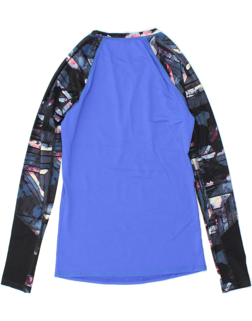 ROXY Womens Graphic Top Long Sleeve UK 12 Medium Blue Colourblock Vintage Roxy and Second-Hand Roxy from Messina Hembry 