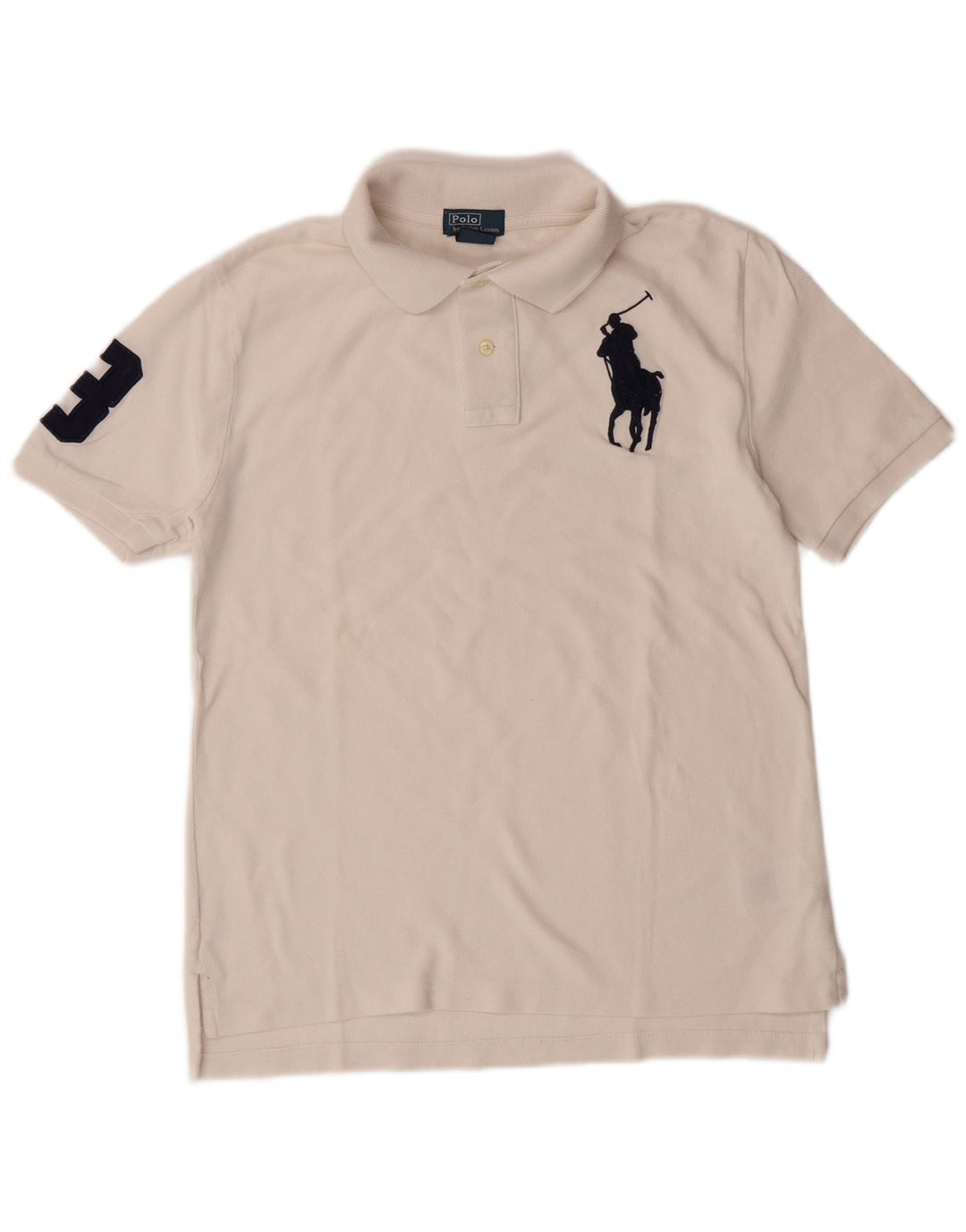 POLO RALPH LAUREN Boys Graphic Polo Shirt 14-15 Years Large White Cotton