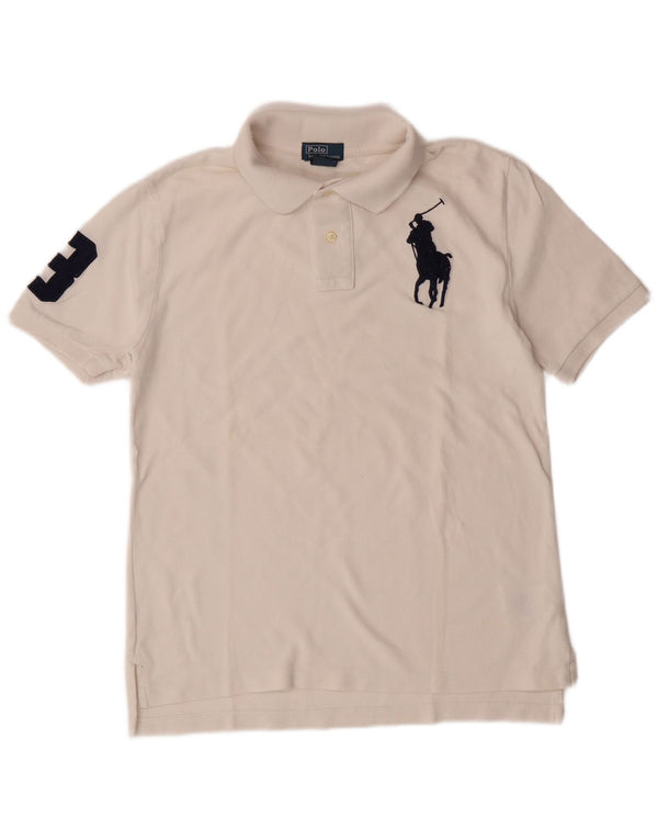POLO RALPH LAUREN Boys Graphic Polo Shirt 14-15 Years Large White Cotton