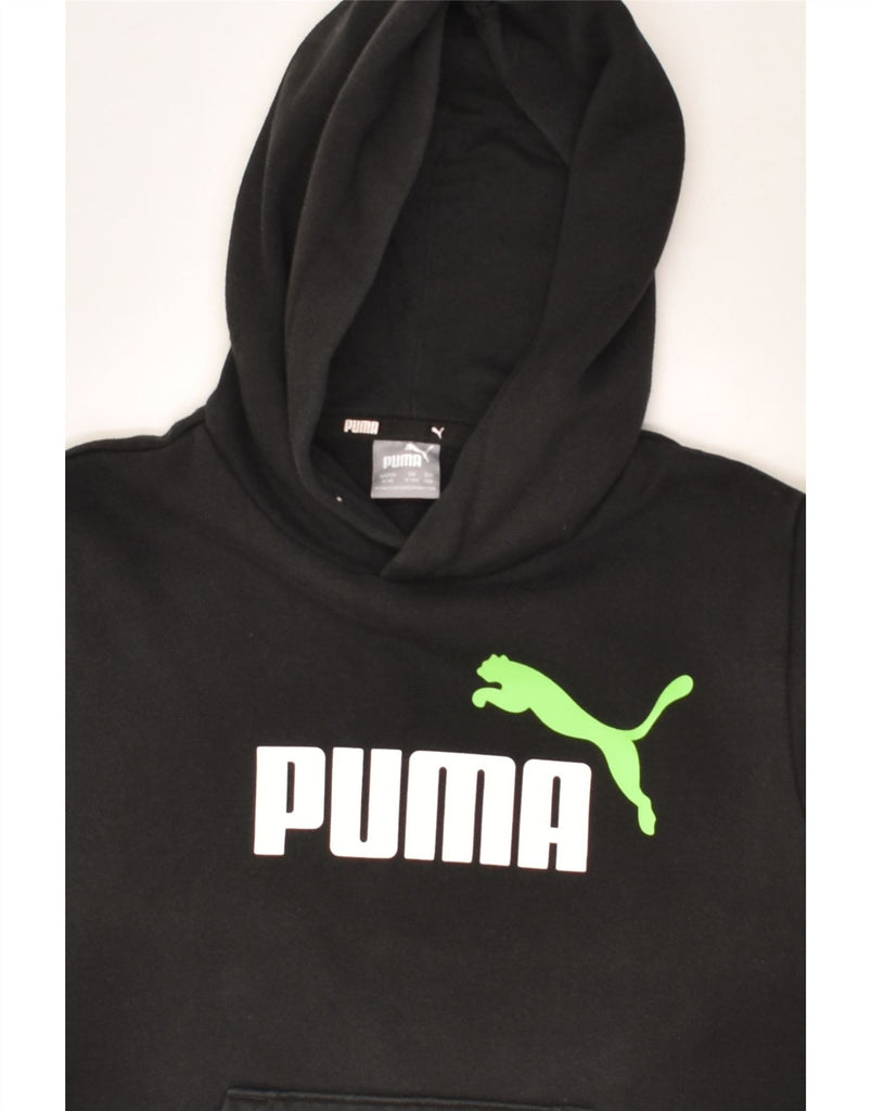 PUMA Boys Graphic Hoodie Jumper 9-10 Years Small  Black Cotton | Vintage Puma | Thrift | Second-Hand Puma | Used Clothing | Messina Hembry 