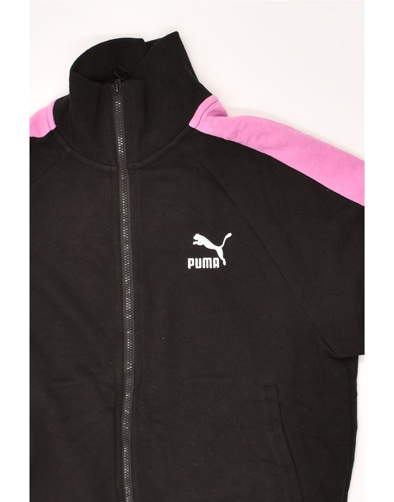 PUMA Womens Tracksuit Top Jacket UK 6 XS Black Cotton | Vintage Puma | Thrift | Second-Hand Puma | Used Clothing | Messina Hembry 