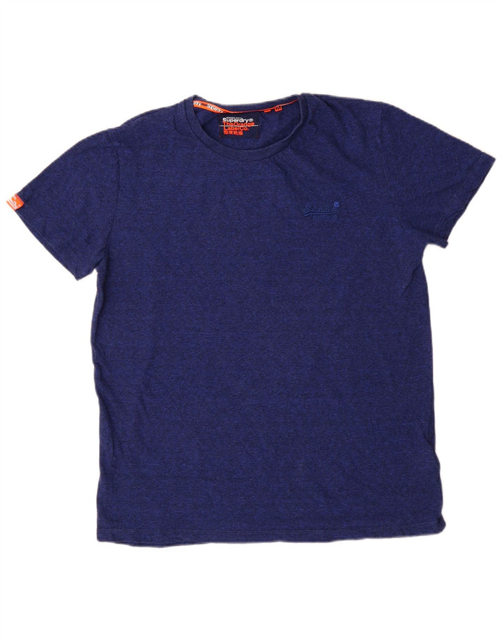 Superdry Mens T-Shirt Top Medium Navy Blue Flecked Cotton