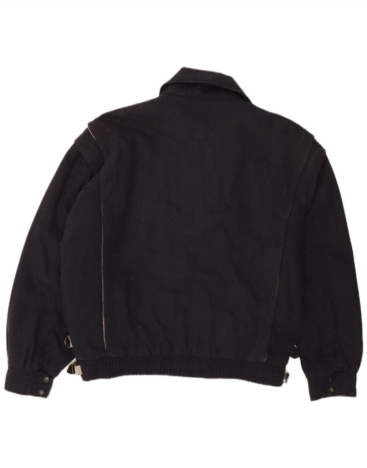 POP 84 Mens Bomber Jacket UK 42 XL Navy Blue Wool