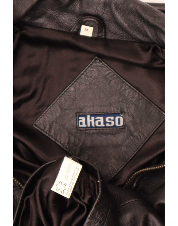 Akaso Mens Leather Jacket UK 38 Medium Black