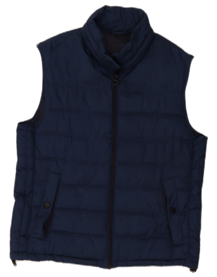 Zara Mens Padded Gilet UK 42 Large Blue Polyester