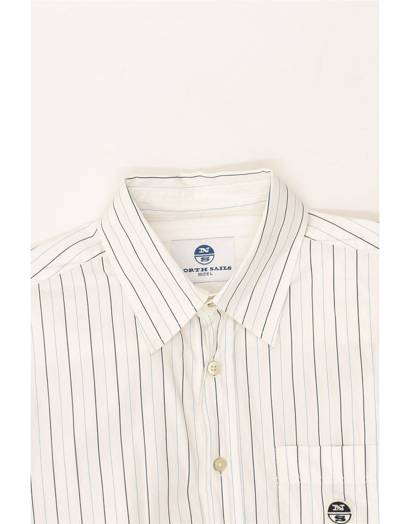 NORTH SAILS Mens Shirt Large White Pinstripe Cotton | Vintage North Sails | Thrift | Second-Hand North Sails | Used Clothing | Messina Hembry 