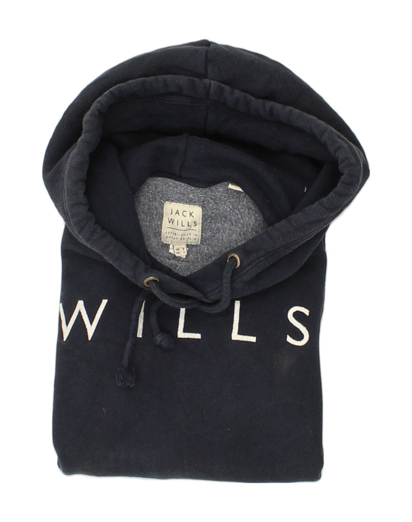 JACK WILLS Womens Graphic Hoodie Jumper UK 8 Small  Navy Blue Cotton | Vintage Jack Wills | Thrift | Second-Hand Jack Wills | Used Clothing | Messina Hembry 