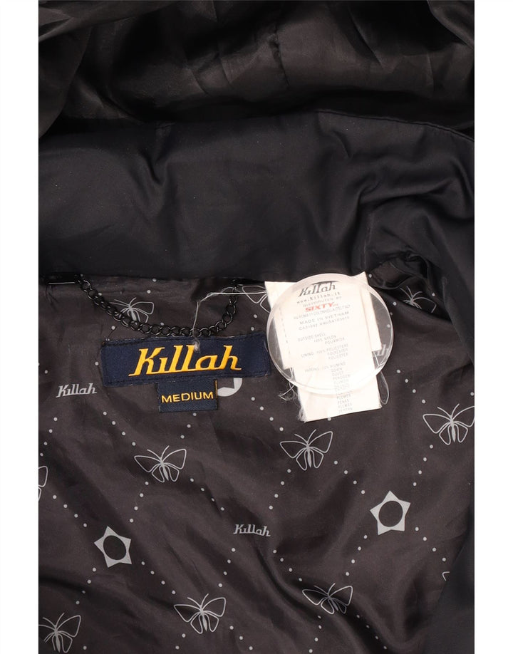 Killah Womens Hooded Padded Jacket UK 14 Medium Black Nylon