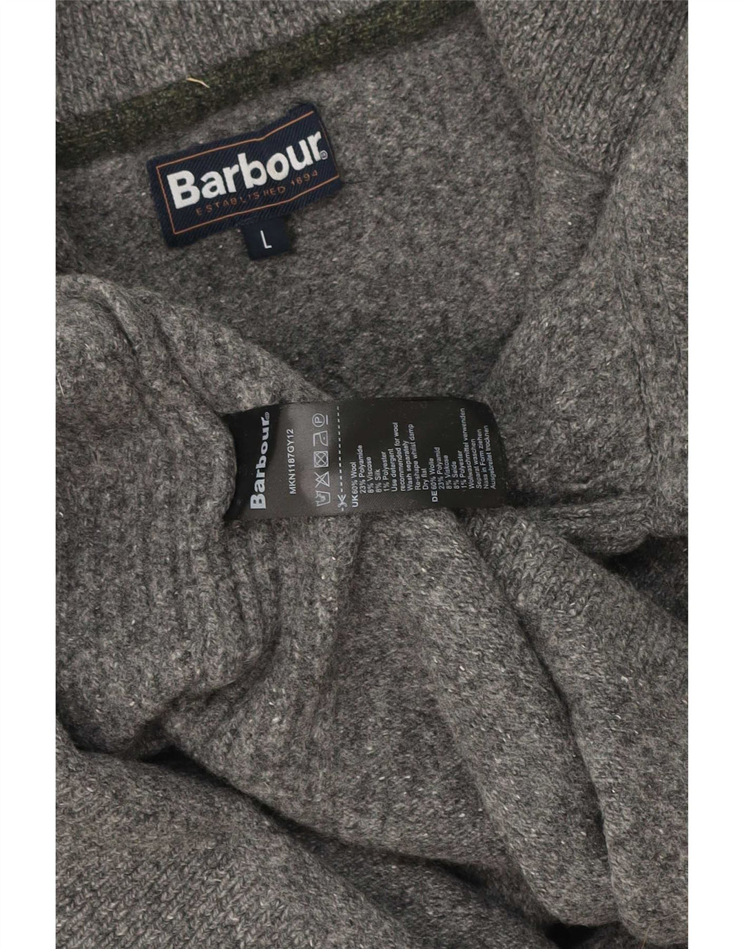 Barbour Womens Zip Neck Jumper Sweater UK 16 Large Grey Wool