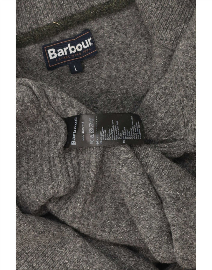 Barbour Womens Zip Neck Jumper Sweater UK 16 Large Grey Wool