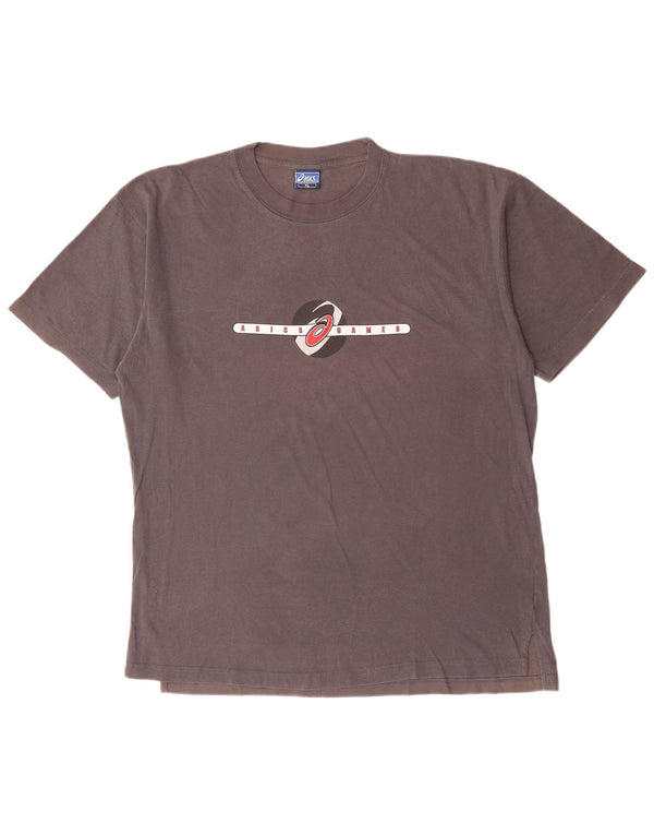 Asics Mens Graphic T-Shirt Top XL Grey Cotton