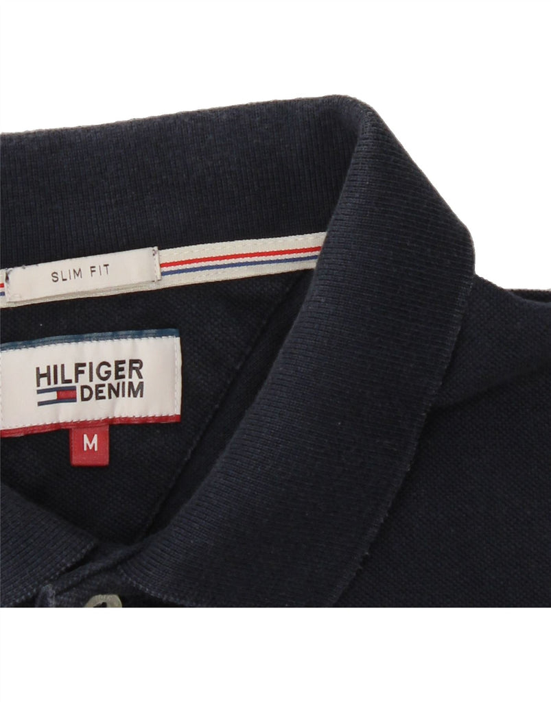 TOMMY HILFIGER Mens Slim Fit Polo Shirt Medium Navy Blue Cotton Vintage Tommy Hilfiger and Second-Hand Tommy Hilfiger from Messina Hembry 