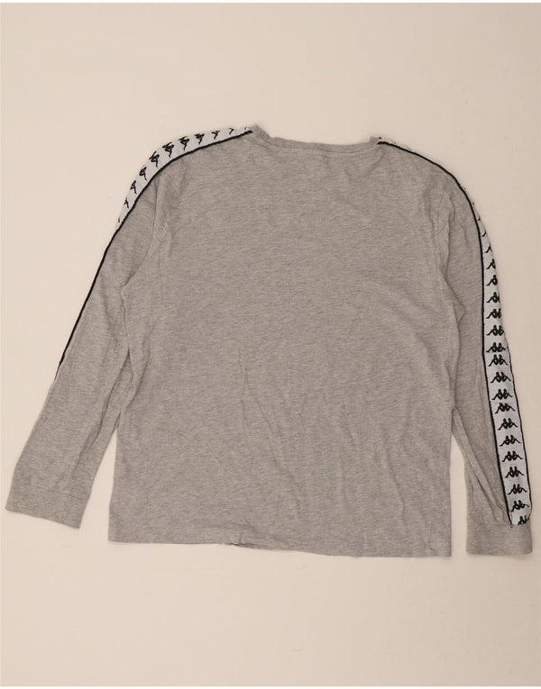 KAPPA Mens Graphic Top Long Sleeve Large Grey Colourblock Cotton