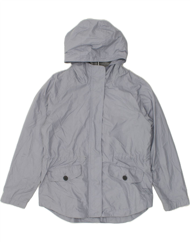 ROHAN Womens Hooded Rain Jacket UK 14 Medium Grey Polyester | Vintage Rohan | Thrift | Second-Hand Rohan | Used Clothing | Messina Hembry 
