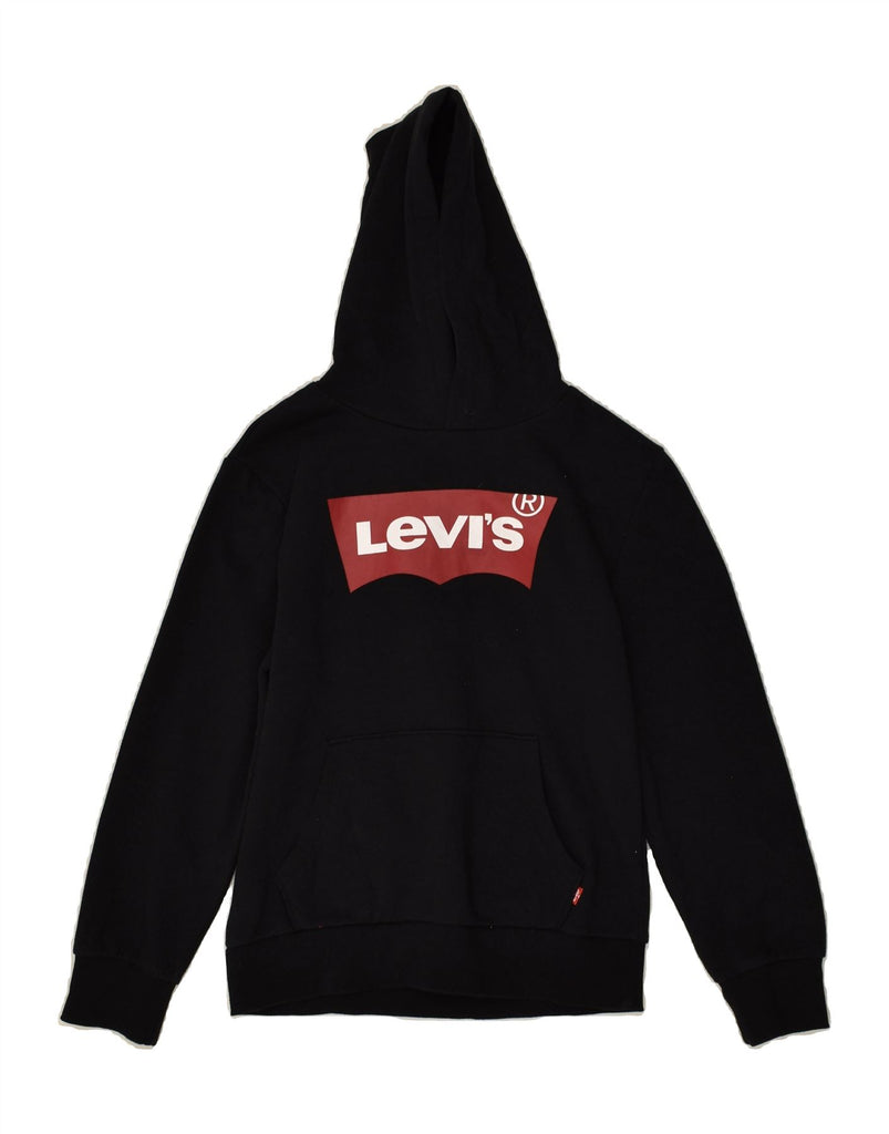 LEVI'S Boys Graphic Hoodie Jumper 10-11 Years Medium Black Cotton | Vintage Levi's | Thrift | Second-Hand Levi's | Used Clothing | Messina Hembry 