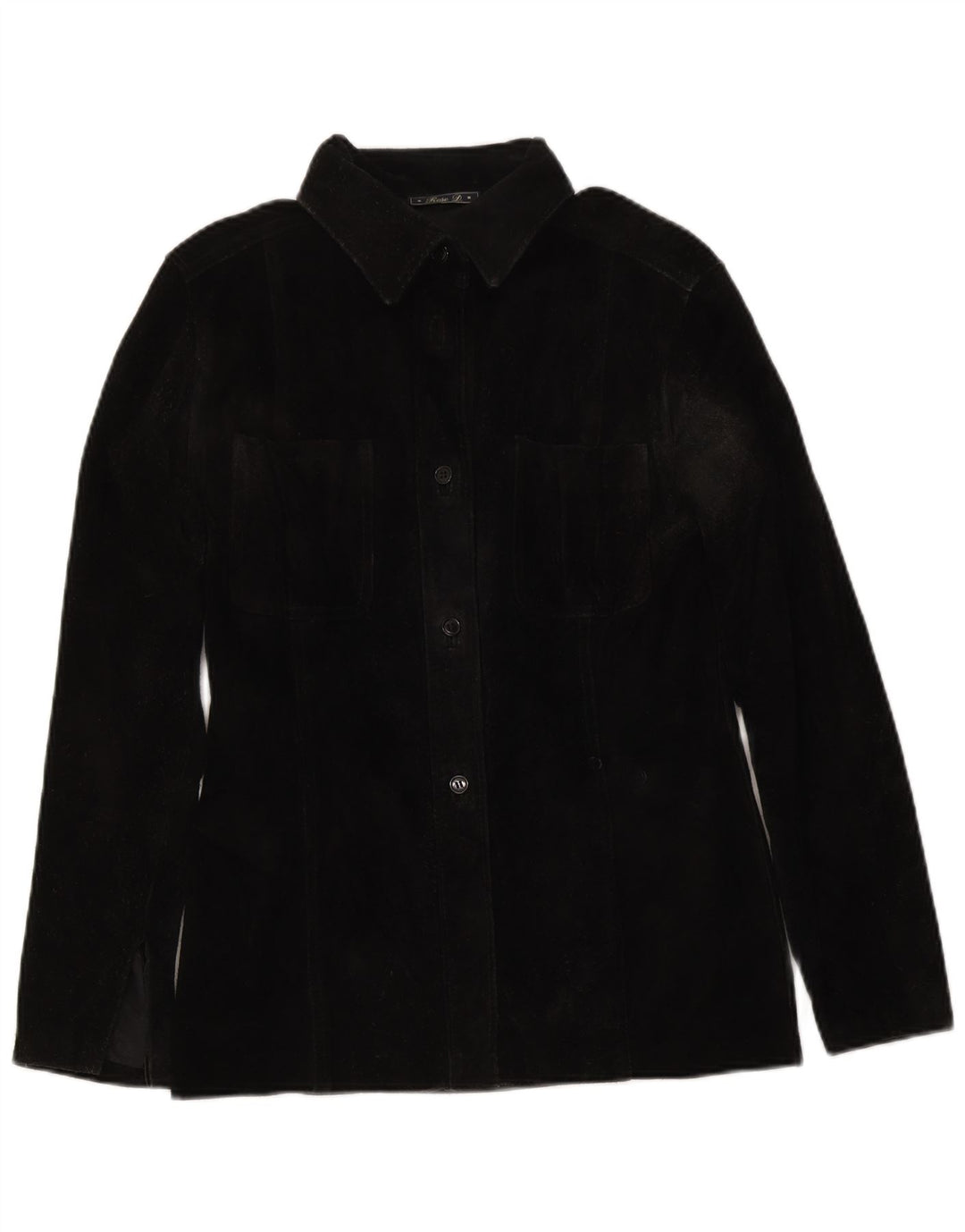 Vintage Womens Overshirt Suede Shirt IT 46 Large Black