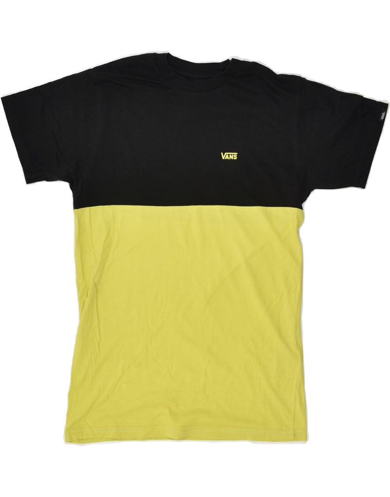 VANS Mens Classic Fit T-Shirt Top Small Yellow Colourblock Cotton | Vintage Vans | Thrift | Second-Hand Vans | Used Clothing | Messina Hembry 