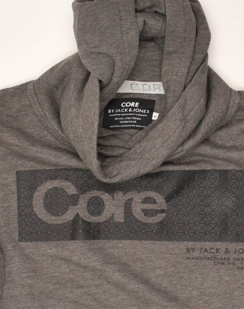 JACK & JONES Mens Graphic Hoodie Jumper Large Grey Polyester | Vintage Jack & Jones | Thrift | Second-Hand Jack & Jones | Used Clothing | Messina Hembry 