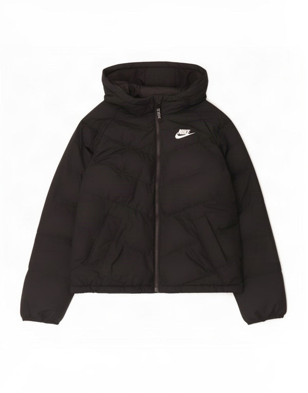 Nike Boys Hooded Padded Jacket 10-11 Years Medium Black Polyester