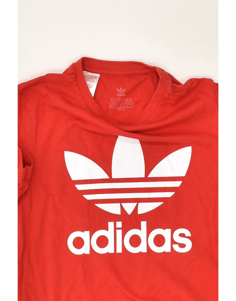 ADIDAS Girls Graphic T-Shirt Top 10-11 Years Red Cotton | Vintage Adidas | Thrift | Second-Hand Adidas | Used Clothing | Messina Hembry 