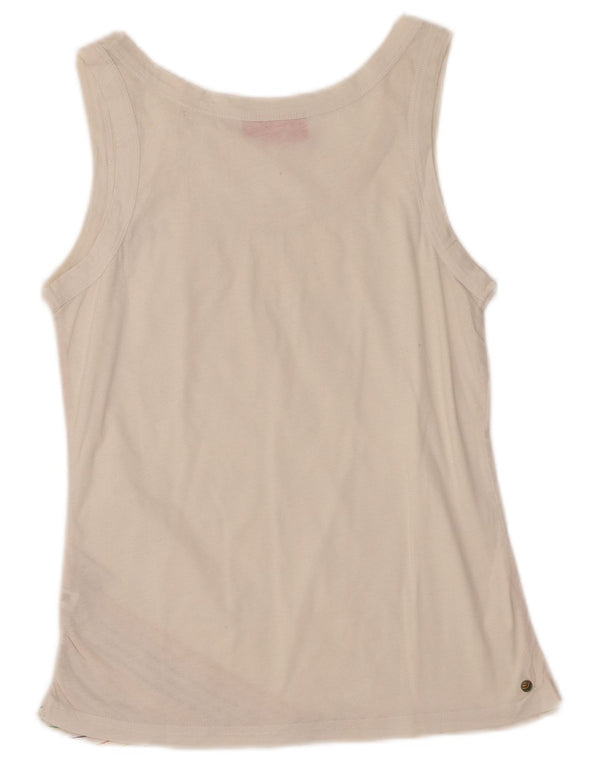 PUMA Womens Vest Top UK 10 Small White Striped Cotton