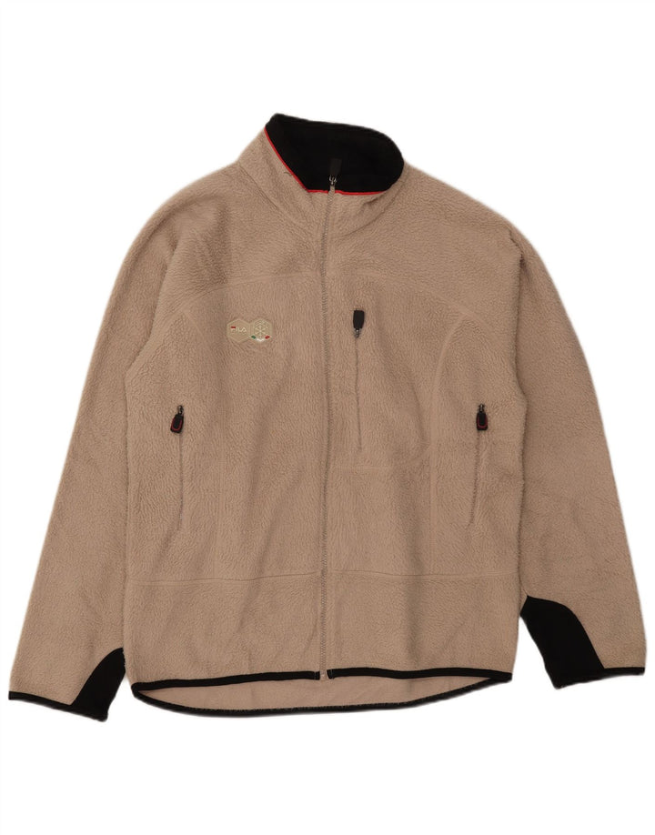 Fila Mens Fleece Jacket UK 40 Large Beige Colourblock Polyester