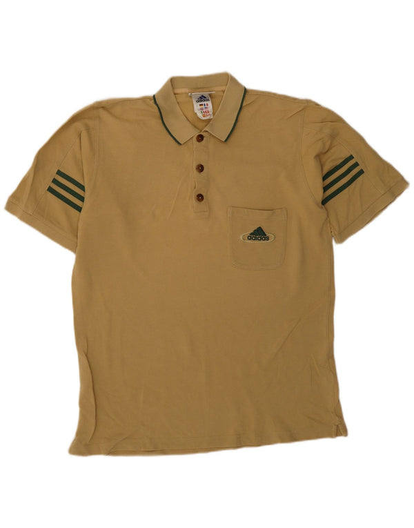 Adidas Mens Polo Shirt UK 38/40 Medium Khaki Cotton