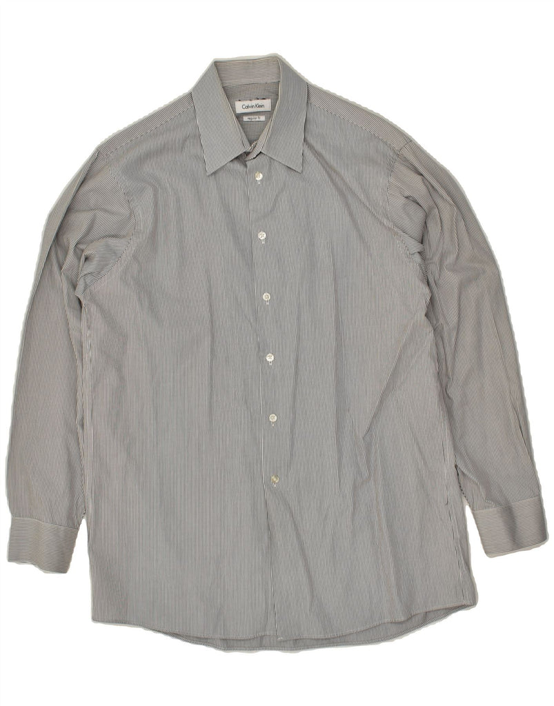 CALVIN KLEIN Mens Regular Fit Shirt Size 15 1/2 Medium Grey Pinstripe | Vintage Calvin Klein | Thrift | Second-Hand Calvin Klein | Used Clothing | Messina Hembry 