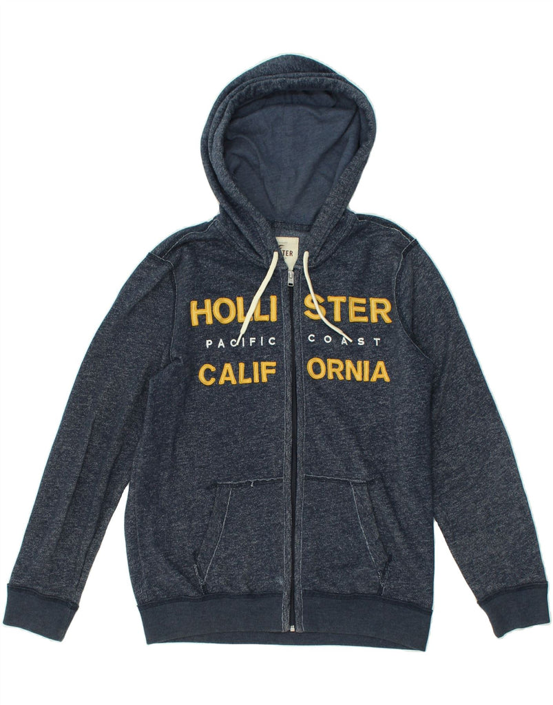 HOLLISTER Mens Graphic Zip Hoodie Sweater  Small Navy Blue Cotton | Vintage Hollister | Thrift | Second-Hand Hollister | Used Clothing | Messina Hembry 