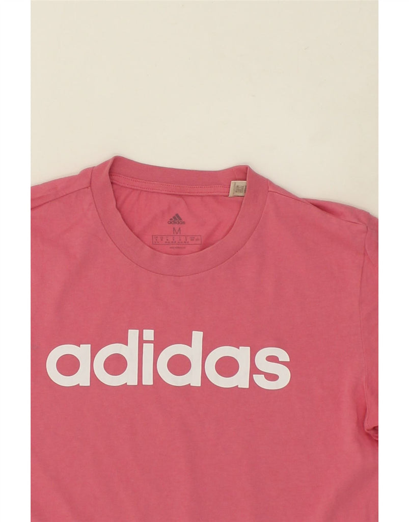 ADIDAS Womens Graphic T-Shirt Top UK 12/14  Medium Pink Cotton | Vintage Adidas | Thrift | Second-Hand Adidas | Used Clothing | Messina Hembry 