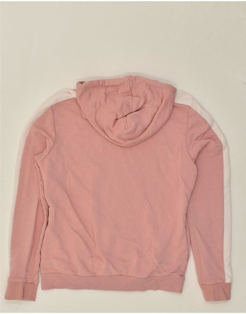 PUMA Womens Hoodie Jumper UK 16 Large Pink Colourblock Polyester | Vintage Puma | Thrift | Second-Hand Puma | Used Clothing | Messina Hembry 