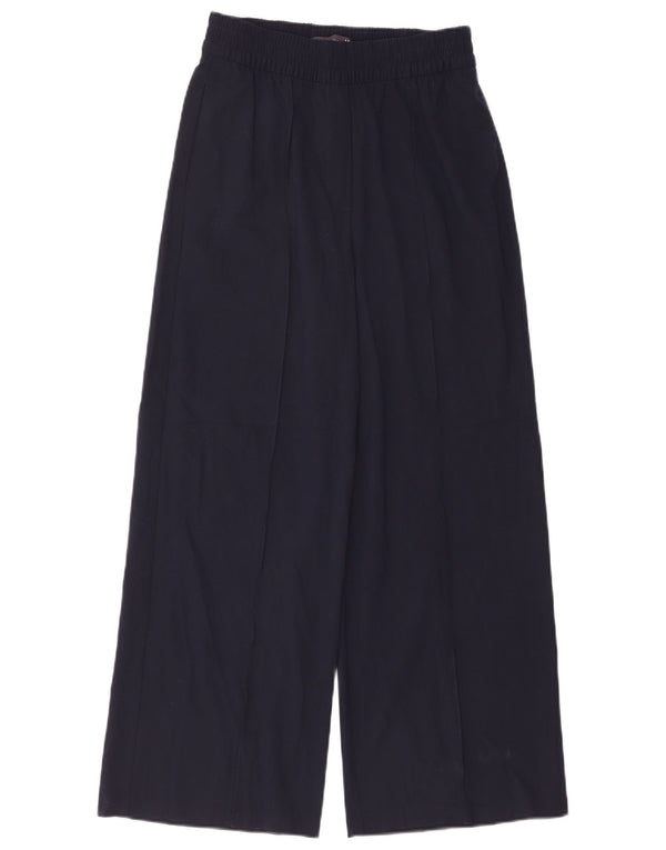 Marks & Spencer Womens Wide Leg Chino Trousers UK 8 Small W26 L28 Navy Blue