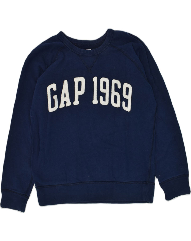 GAP Boys Graphic Sweatshirt Jumper 15-16 Years Navy Blue Cotton | Vintage Gap | Thrift | Second-Hand Gap | Used Clothing | Messina Hembry 