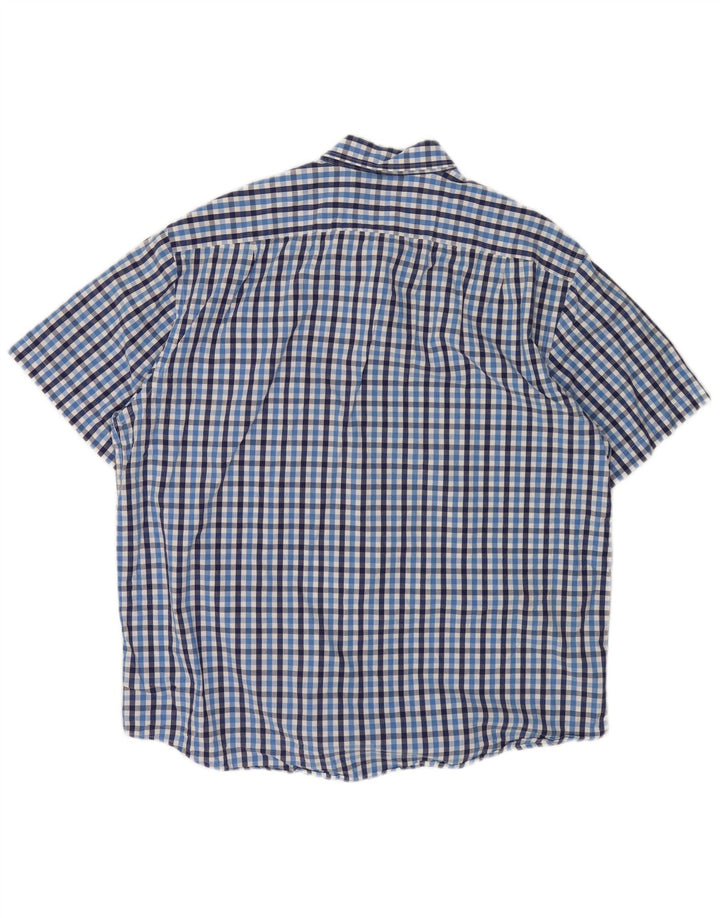 Izod Mens Short Sleeve Shirt XL Blue Gingham Cotton