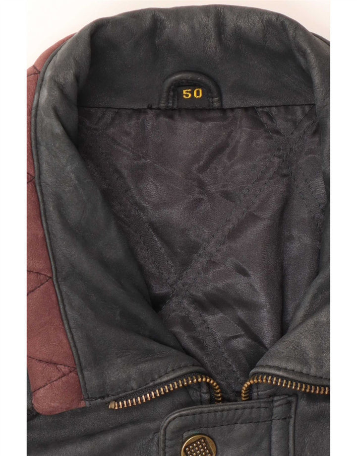 Vintage Mens Leather Jacket IT 50 Large Grey