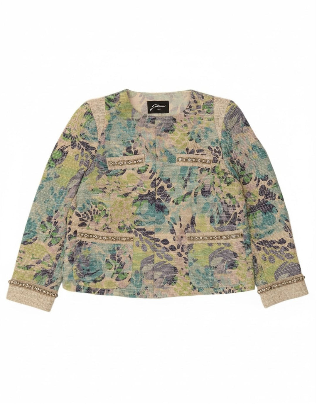 Gattinoni Womens Open Blazer Jacket UK 18 XL Multicoloured Floral