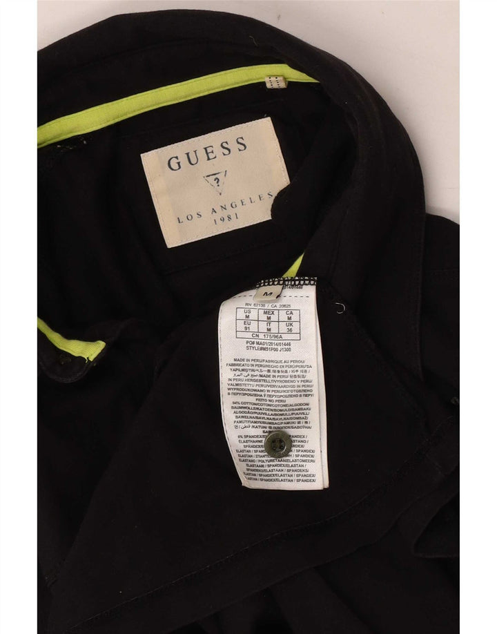Guess Mens Graphic Polo Shirt Medium Black Cotton