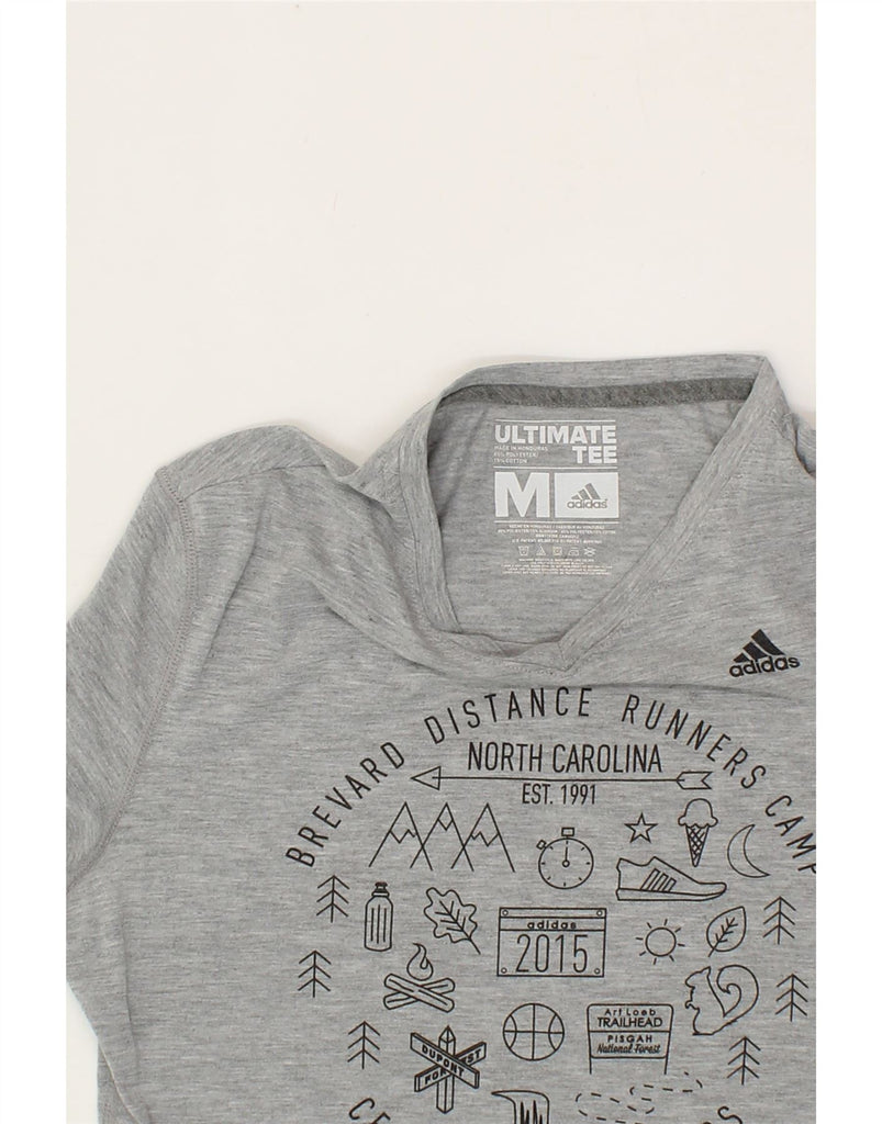 ADIDAS Womens Climalite Graphic T-Shirt Top UK 12 Medium Grey Polyester Vintage Adidas and Second-Hand Adidas from Messina Hembry 