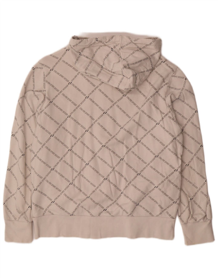 LOTTO Mens Graphic Zip Hoodie Sweater Medium White Cotton