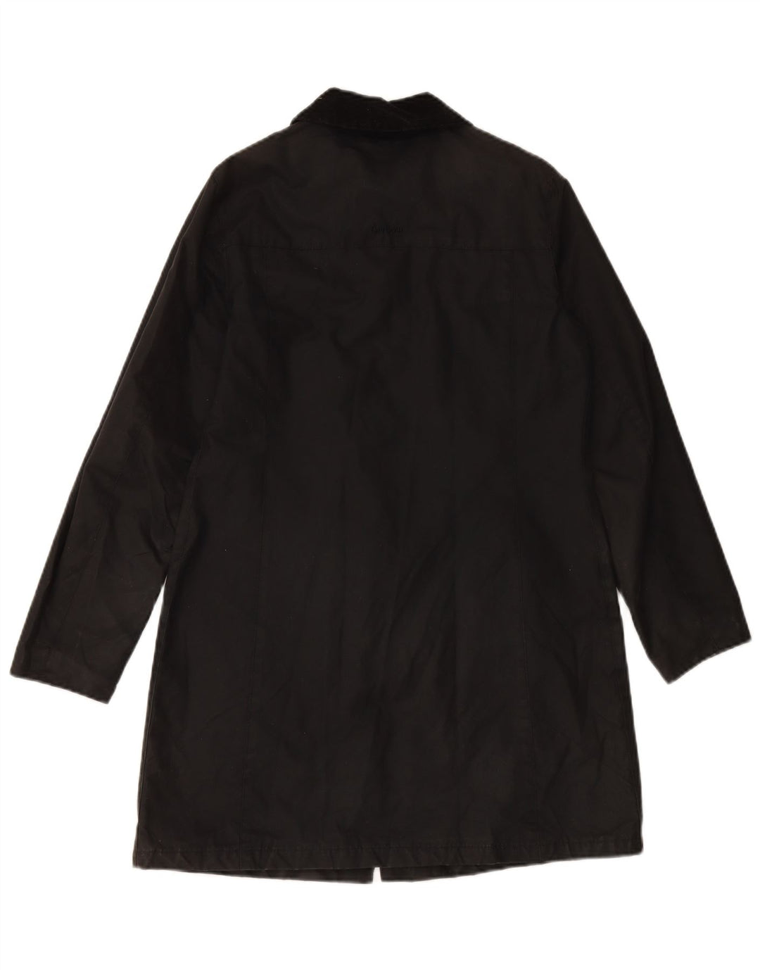 BARBOUR Womens Oversized Waxed Cotton Overcoat UK 10 Small Black Cotton