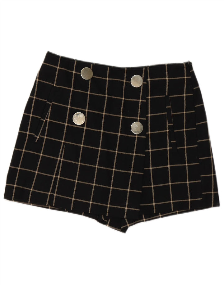 Zara Womens Casual Shorts Small W26 Black Check Polyester