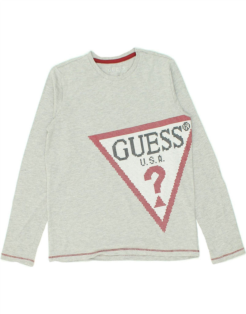 GUESS Boys Graphic Top Long Sleeve 9-10 Years Grey Cotton | Vintage Guess | Thrift | Second-Hand Guess | Used Clothing | Messina Hembry 