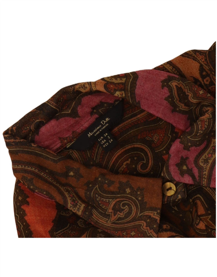 Massimo Dutti Womens Oversized Shirt EU 34 2XS Brown Paisley