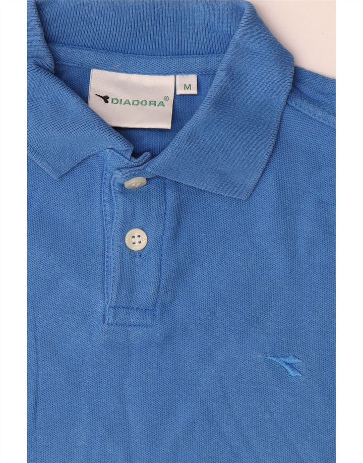 DIADORA Boys Polo Shirt 7-8 Years Medium Blue Cotton