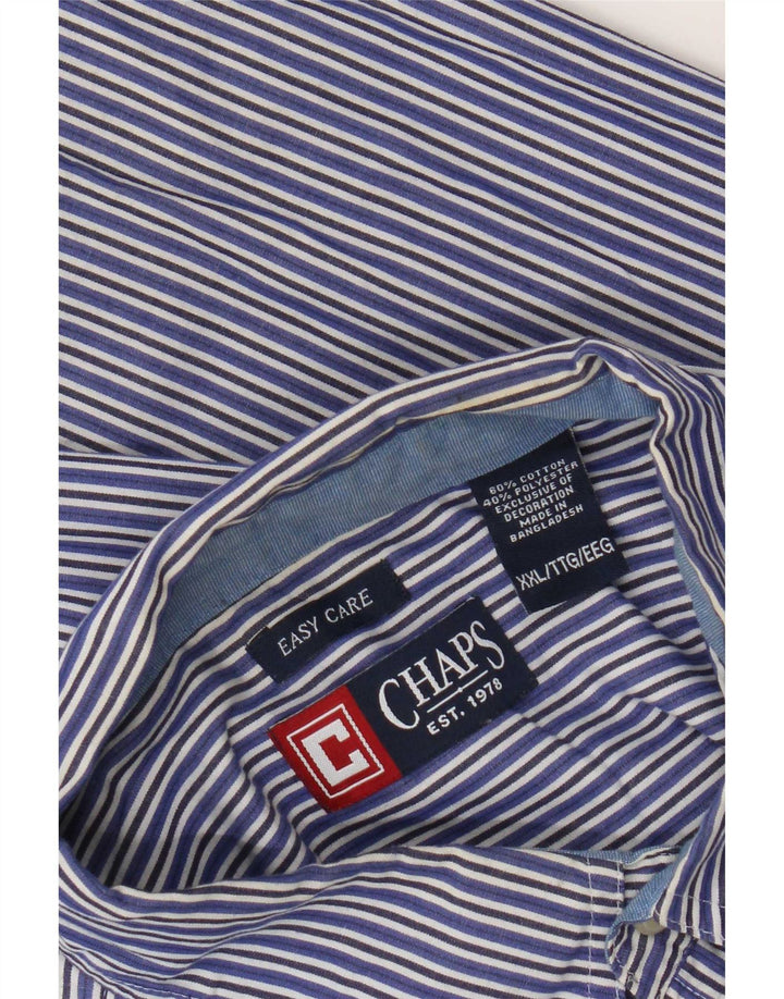 Chaps Mens Shirt 2XL Blue Striped Cotton