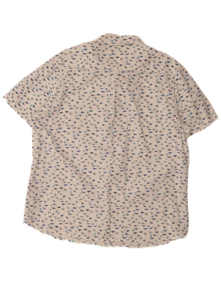 Weird Fish Mens Abstract Pattern Short Sleeve Shirt XL White Cotton