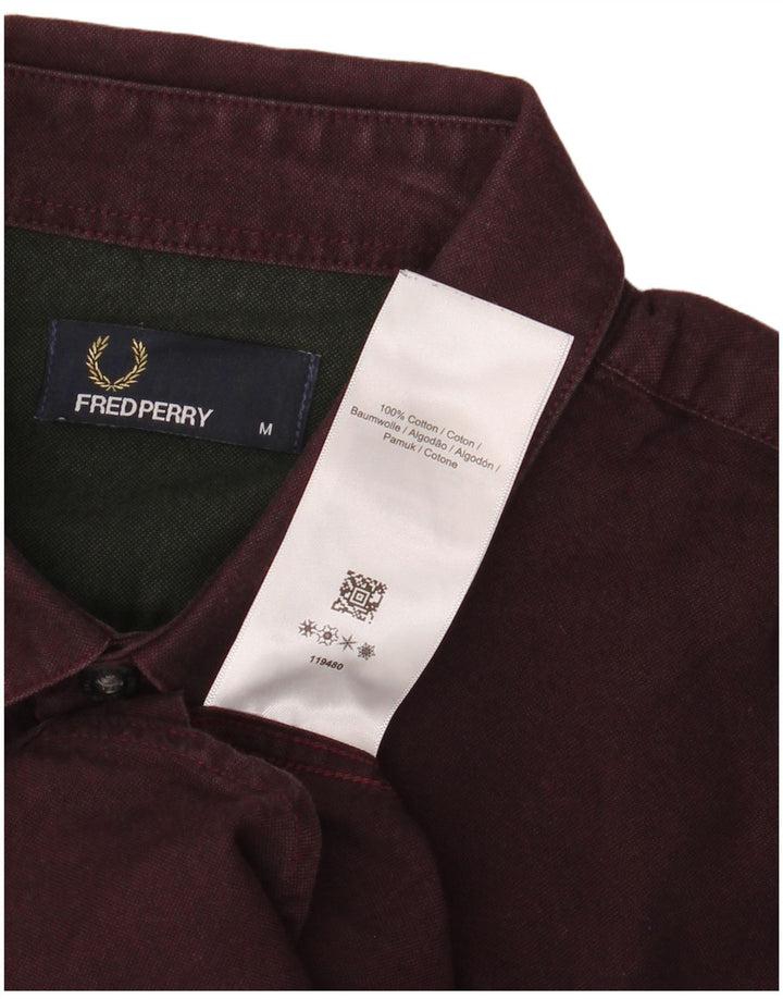 FRED PERRY Mens Shirt Medium Burgundy Cotton