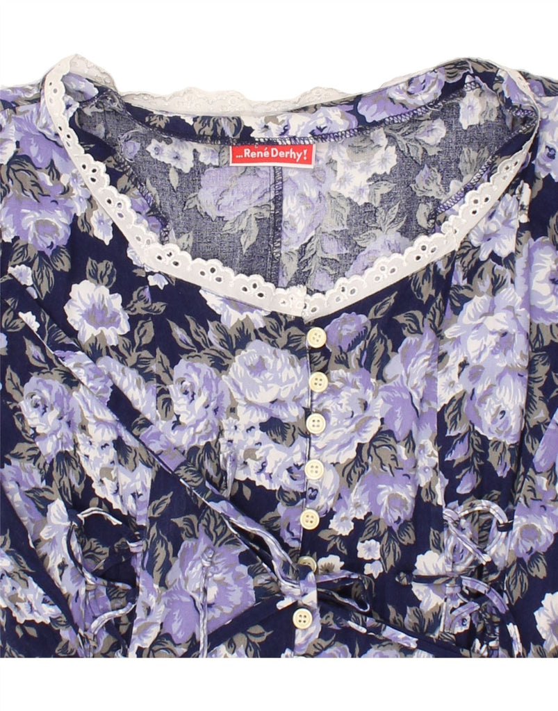 RENE' DERHY Womens A-Line Dress UK 14 Large Purple Floral Vintage Rene' Derhy and Second-Hand Rene' Derhy from Messina Hembry 