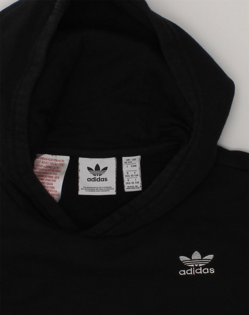 ADIDAS Boys Hoodie Jumper 10-11 Years Black Cotton | Vintage Adidas | Thrift | Second-Hand Adidas | Used Clothing | Messina Hembry 